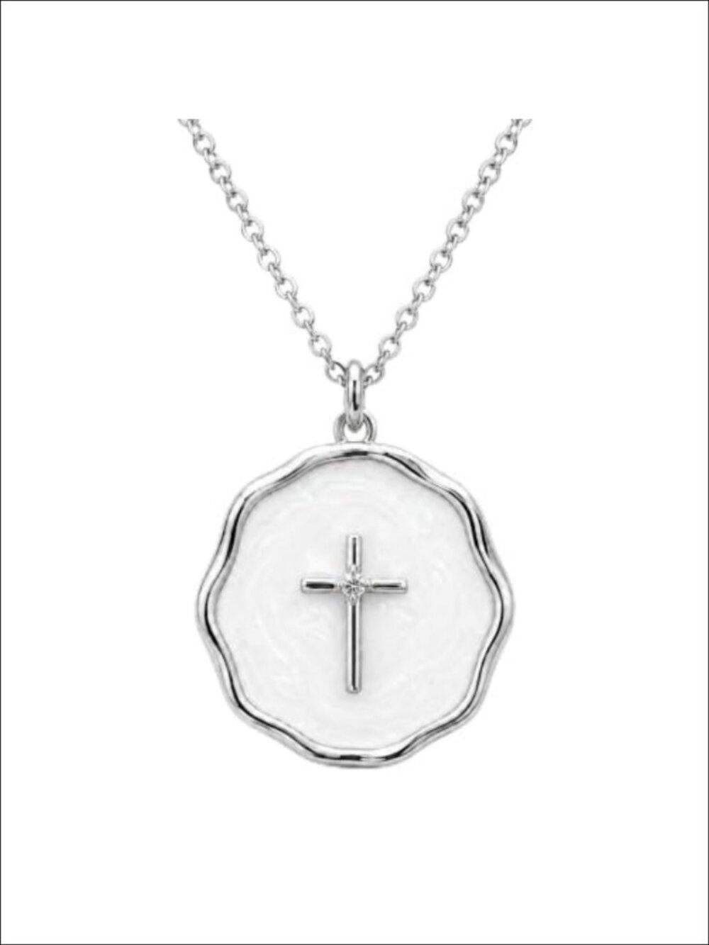 Enamel Cross Necklace 18K Gold Plated Christian Pendant